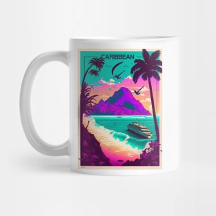 Caribbean Cruise Synthwave Travel Art Poster Mug